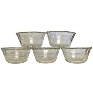Set of 5 Vintage Pyrex USA Glass Scalloped 6oz Custard Cups Small Dessert Bowls